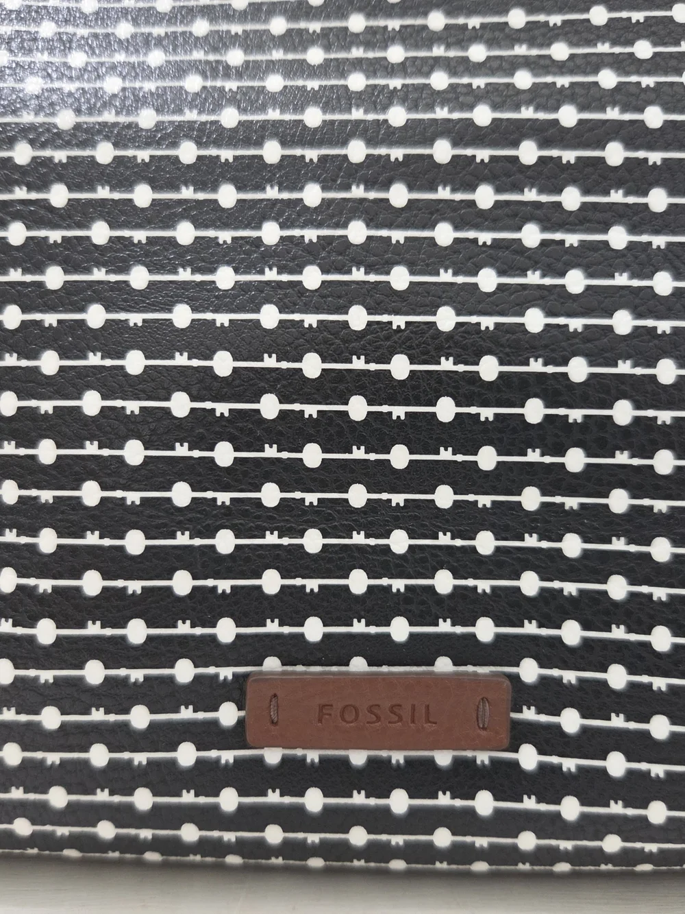 Fossil Rachel Black White Polka Dot Large Tote/Shoulder Bag/Purse - Picture 2 of 9